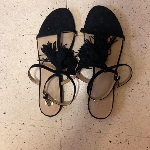 Marc Fisher Suede Flat Sandals with Tassels - Picture 1 of 5